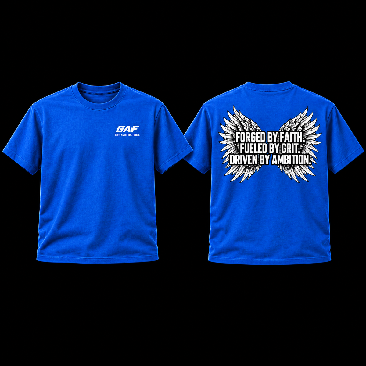 Motivational Wings T-Shirt — "Forged by Faith. Fueled by Grit. Driven by Ambition."