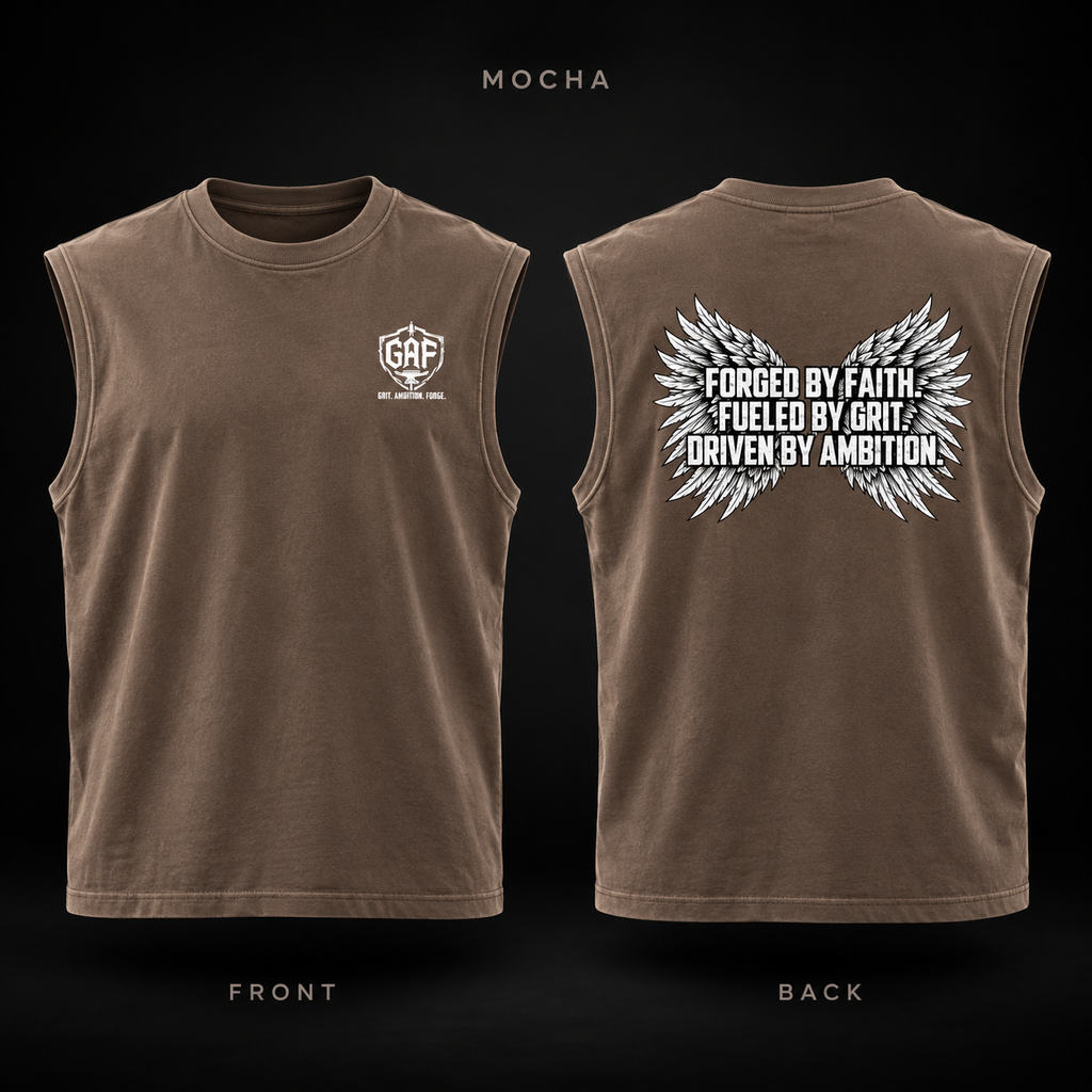 GAF Logo Muscle Tee — Vintage Garment-Dyed Sleeveless Shirt