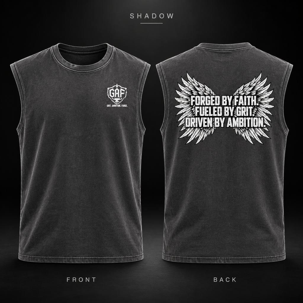 GAF Logo Muscle Tee — Vintage Garment-Dyed Sleeveless Shirt