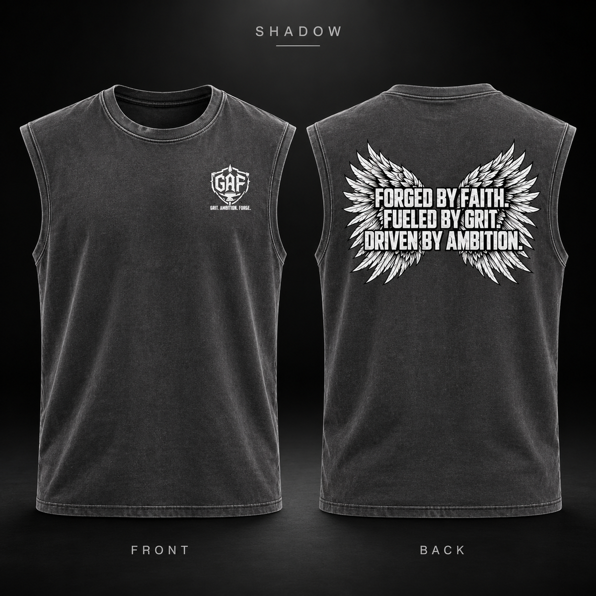 GAF Logo Muscle Tee — Vintage Garment-Dyed Sleeveless Shirt