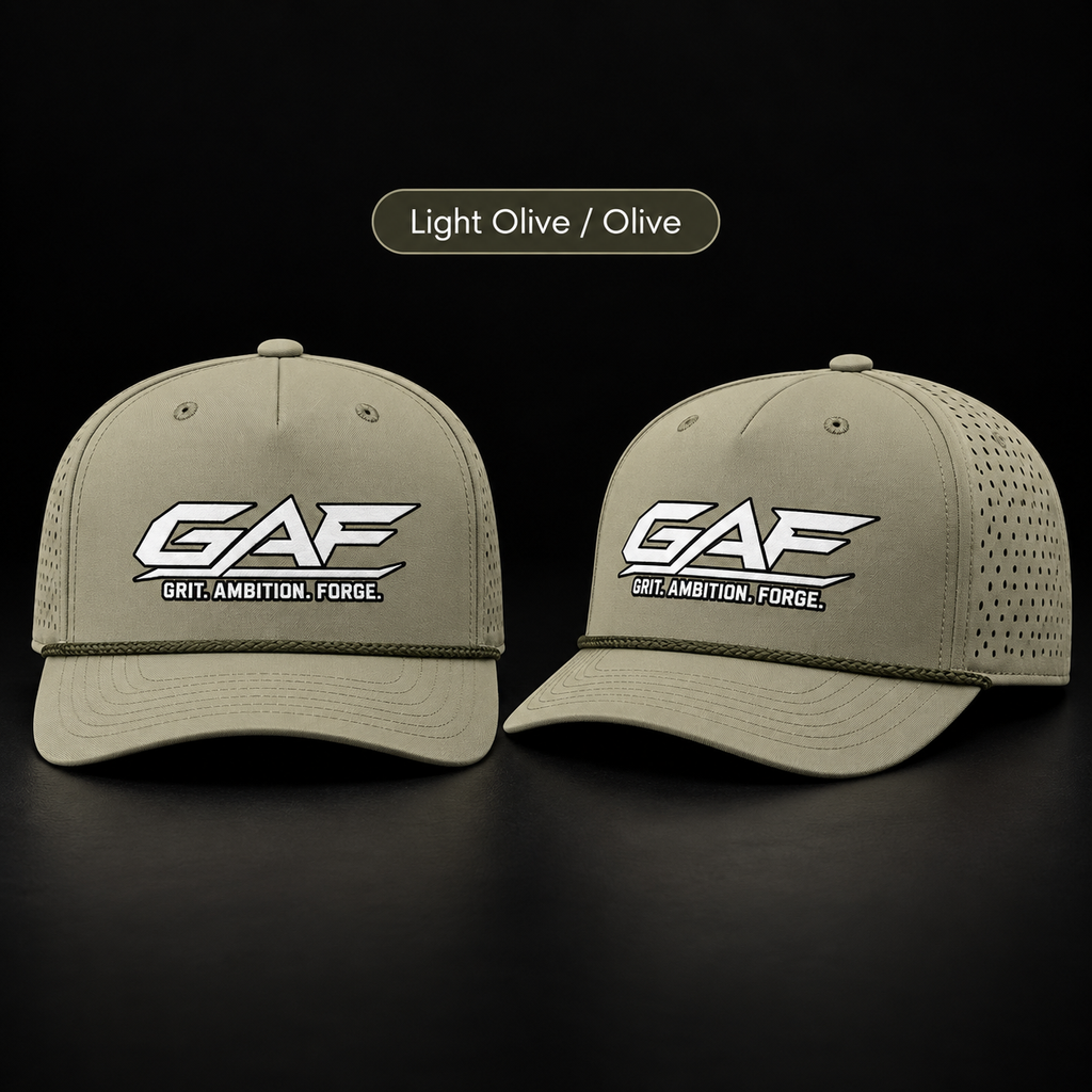 Performance Rope Cap — GAF "Grit. Ambition. Forge." Embroidered Snapback Hat