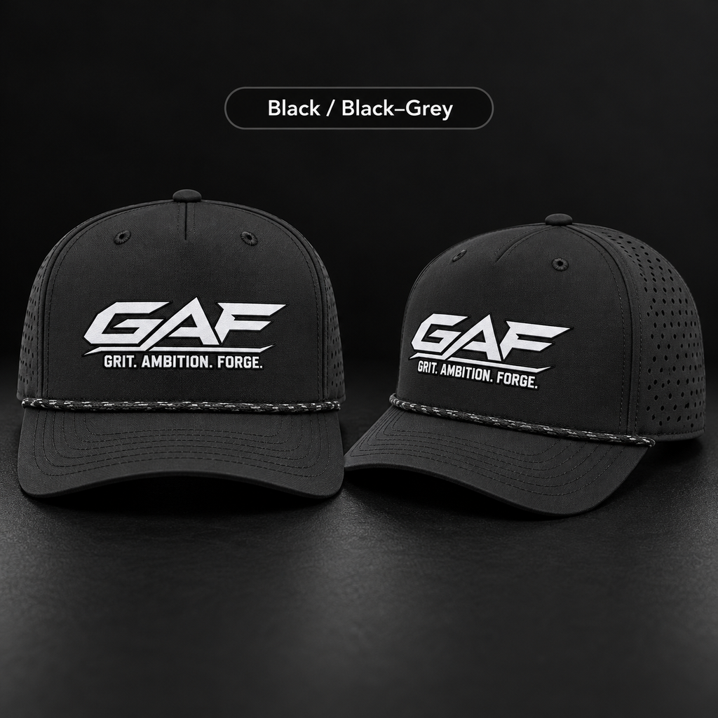 Performance Rope Cap — GAF "Grit. Ambition. Forge." Embroidered Snapback Hat