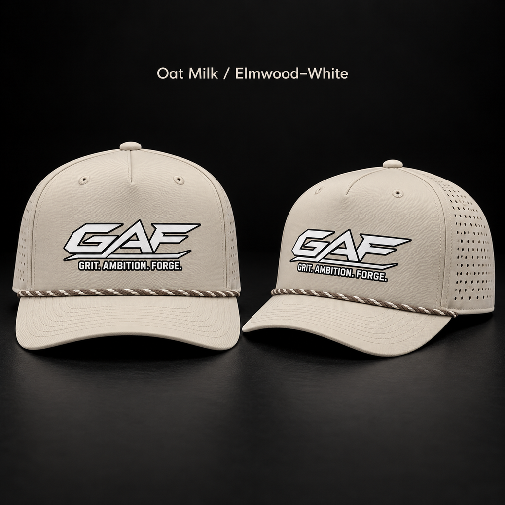 Performance Rope Cap — GAF "Grit. Ambition. Forge." Embroidered Snapback Hat