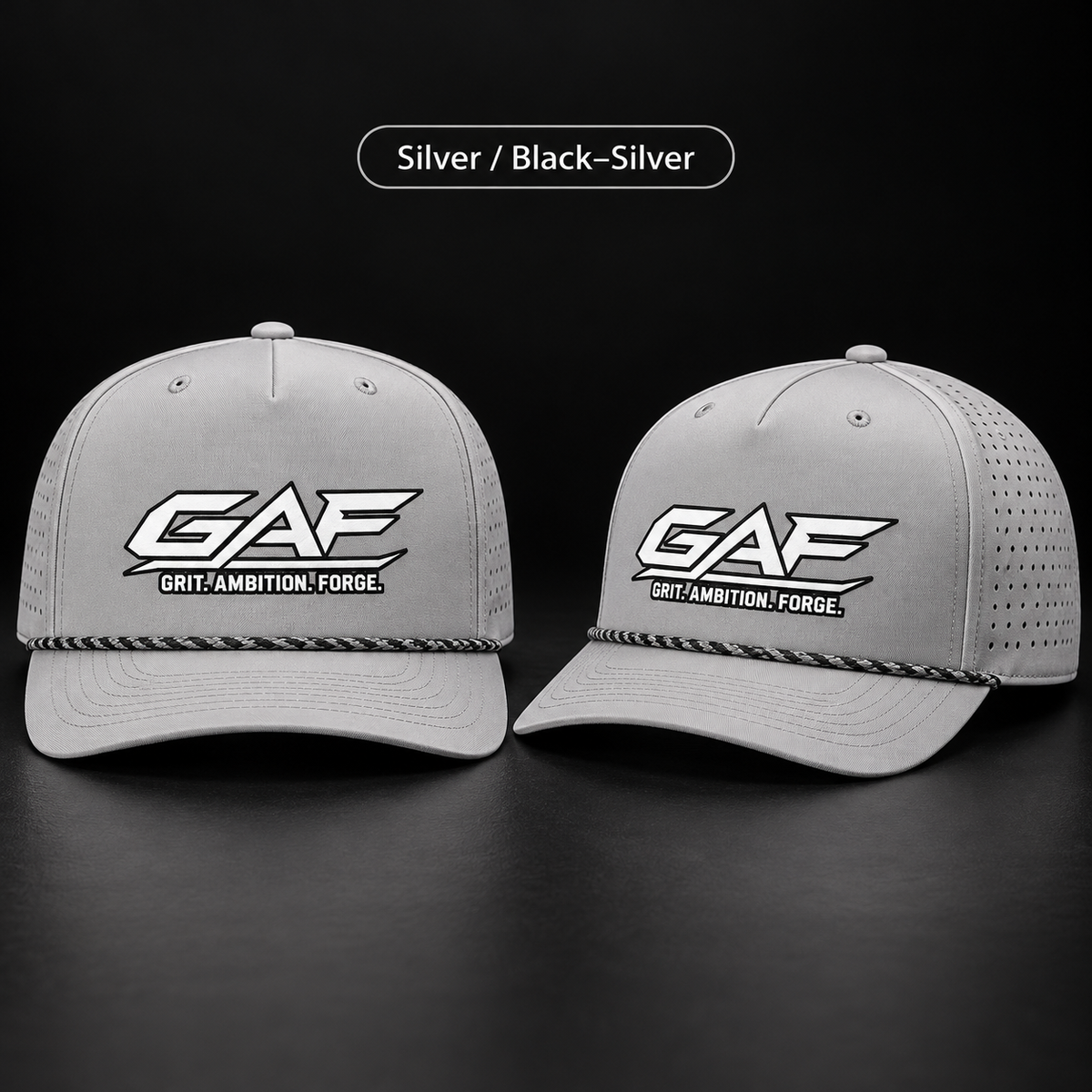Performance Rope Cap — GAF "Grit. Ambition. Forge." Embroidered Snapback Hat