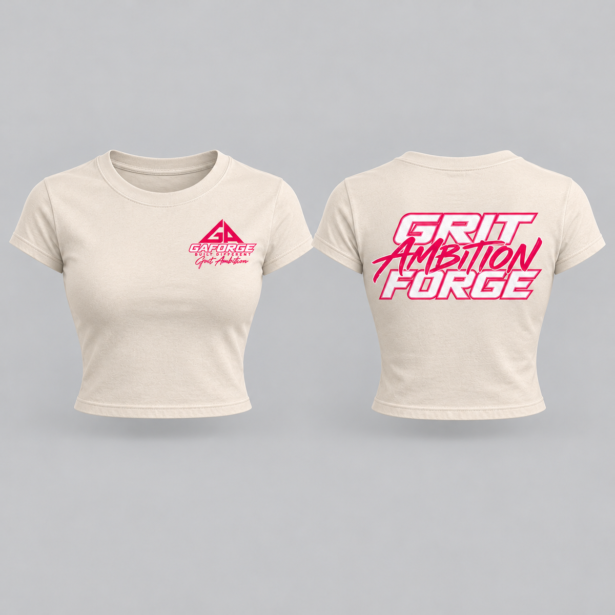 Grit Ambition Forge Women's Baby Tee — Retro Neon Fitness Crop Top