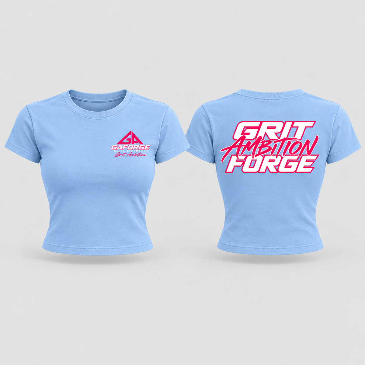 Grit Ambition Forge Women's Baby Tee — Retro Neon Fitness Crop Top