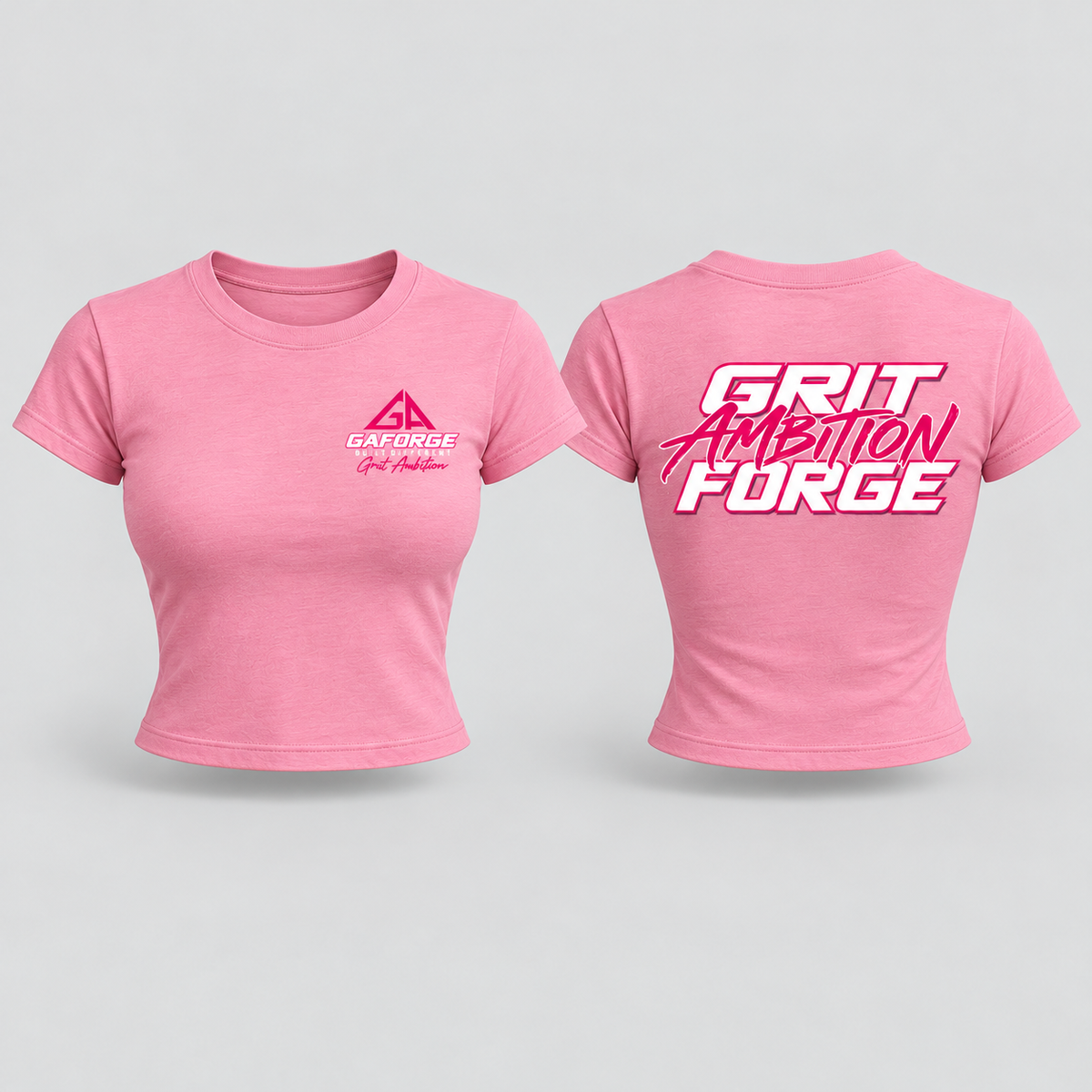 Grit Ambition Forge Women's Baby Tee — Retro Neon Fitness Crop Top