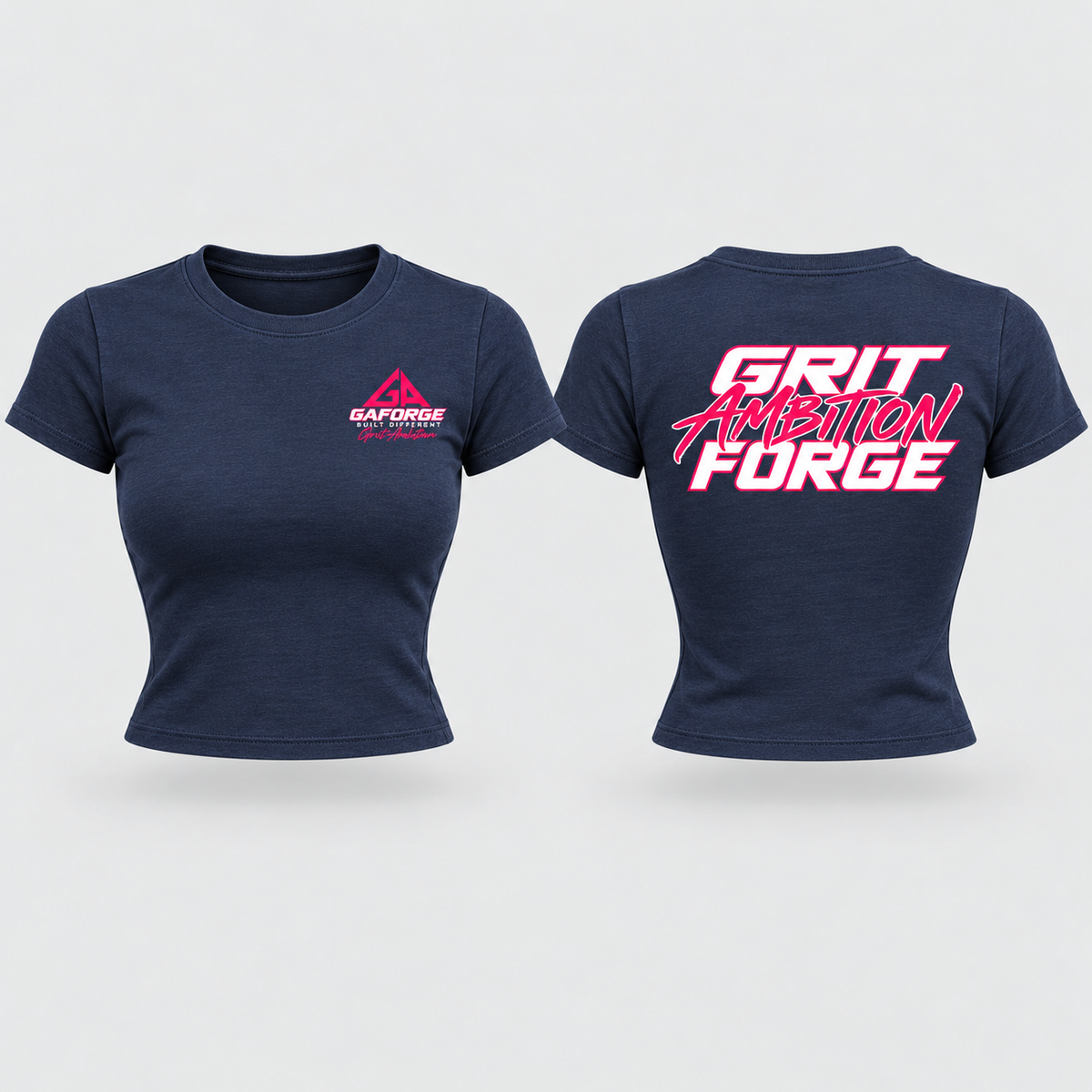 Grit Ambition Forge Women's Baby Tee — Retro Neon Fitness Crop Top