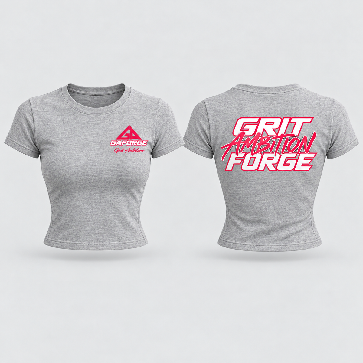 Grit Ambition Forge Women's Baby Tee — Retro Neon Fitness Crop Top