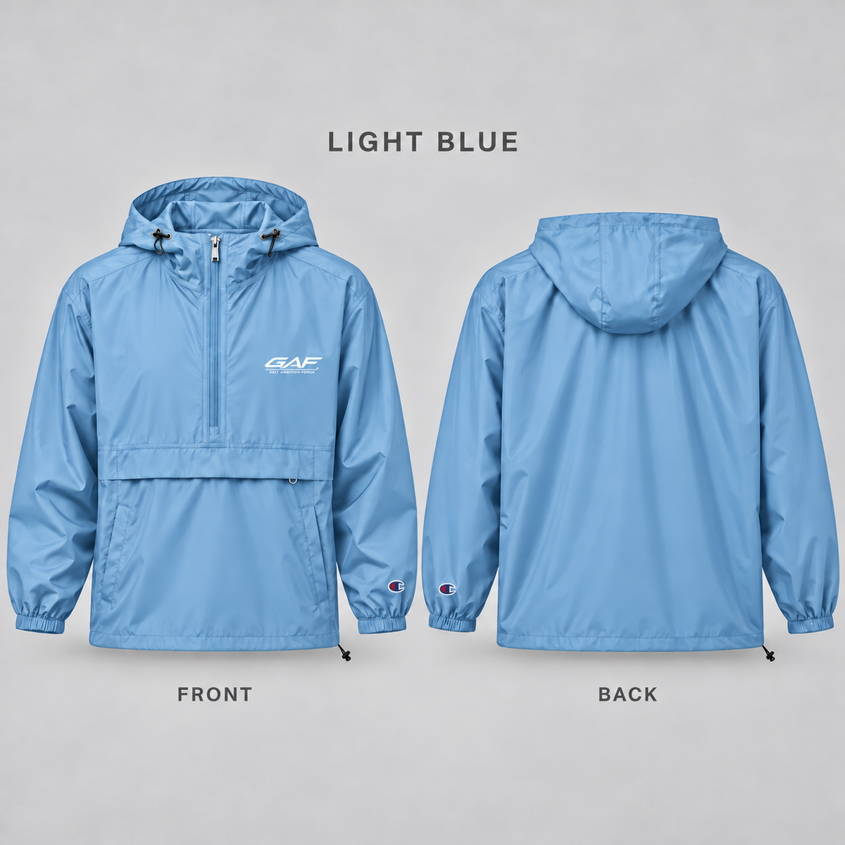 Blue Packable Anorak Jacket with Artistic Chest Graphic