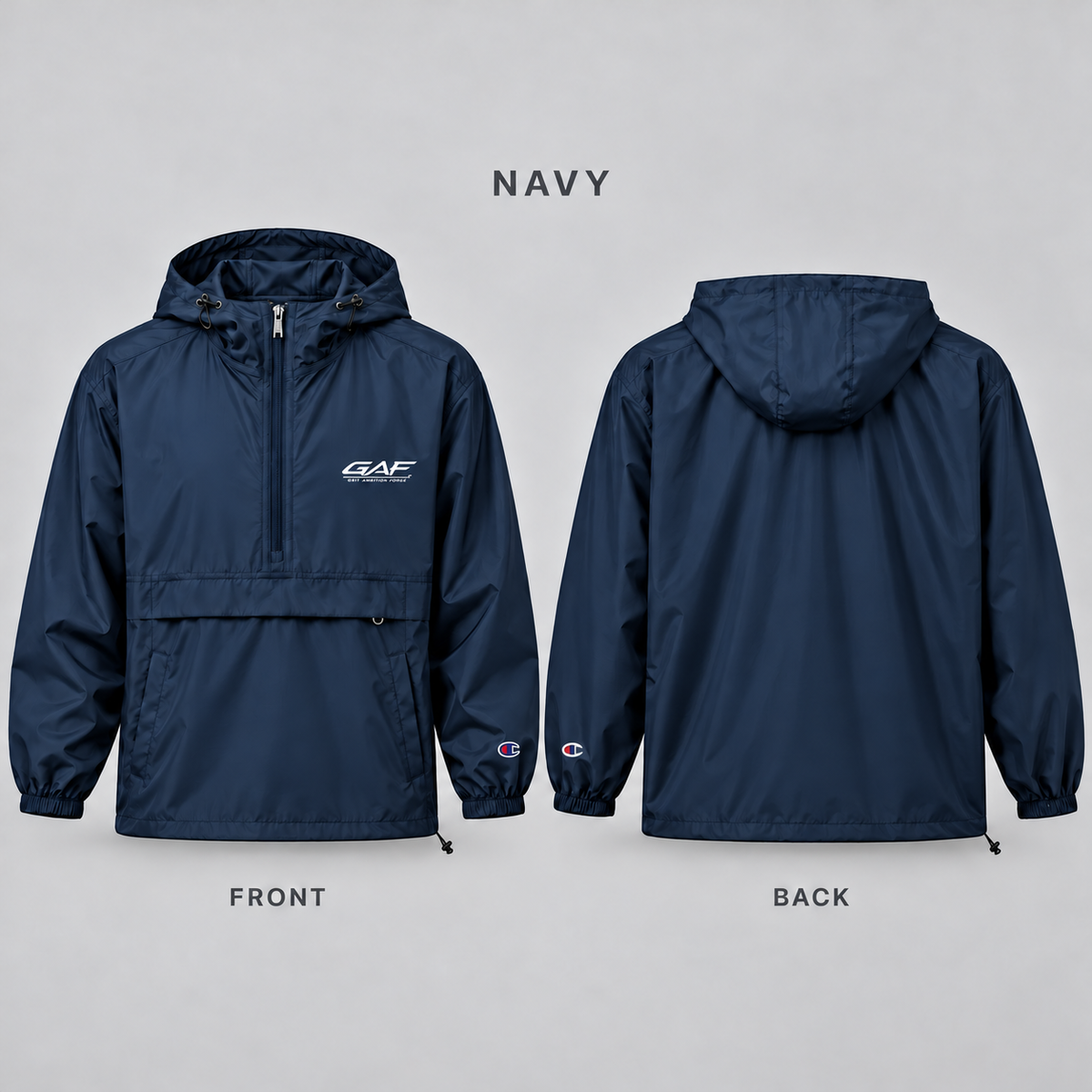 Blue Packable Anorak Jacket with Artistic Chest Graphic