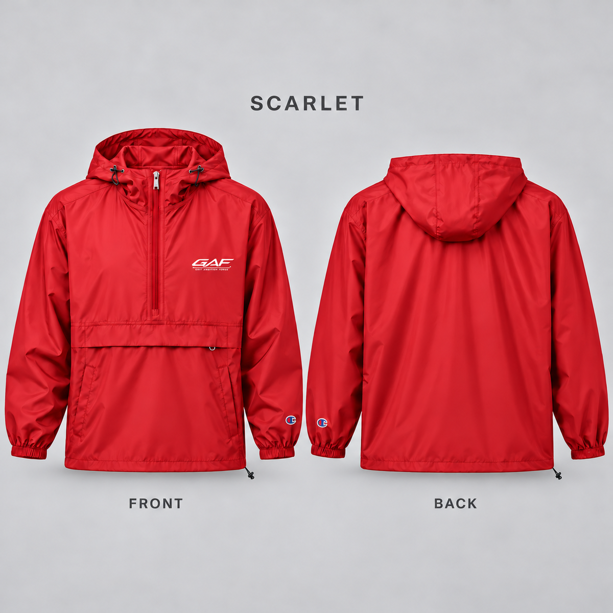 Blue Packable Anorak Jacket with Artistic Chest Graphic