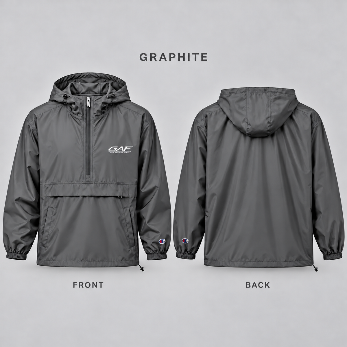 Blue Packable Anorak Jacket with Artistic Chest Graphic