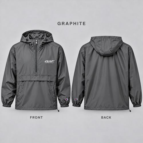 Blue Packable Anorak Jacket with Artistic Chest Graphic