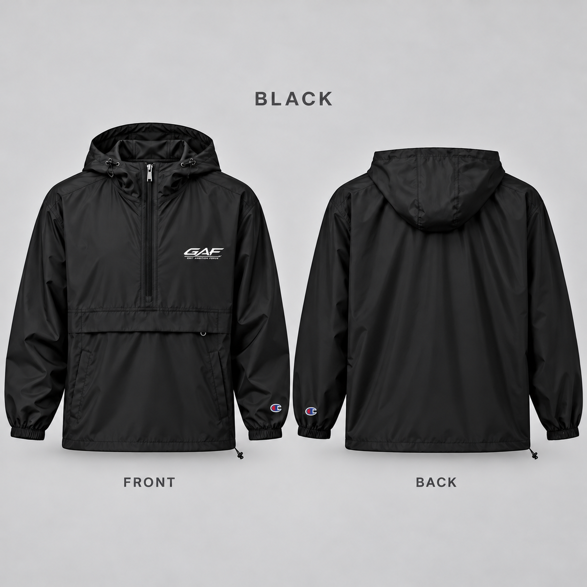 Blue Packable Anorak Jacket with Artistic Chest Graphic