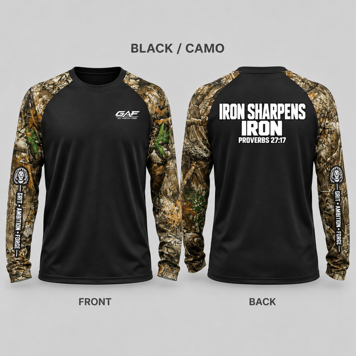 Long Sleeve Tee — "Iron Sharpens Iron" Performance Crewneck (Proverbs 27:17)