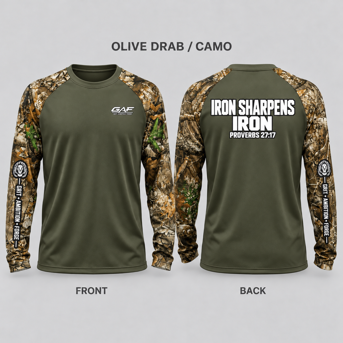 Long Sleeve Tee — "Iron Sharpens Iron" Performance Crewneck (Proverbs 27:17)