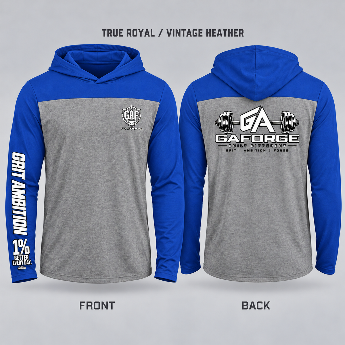 Gym Logo Hoodie — 'GAForge' Barbell Chest & Back Print
