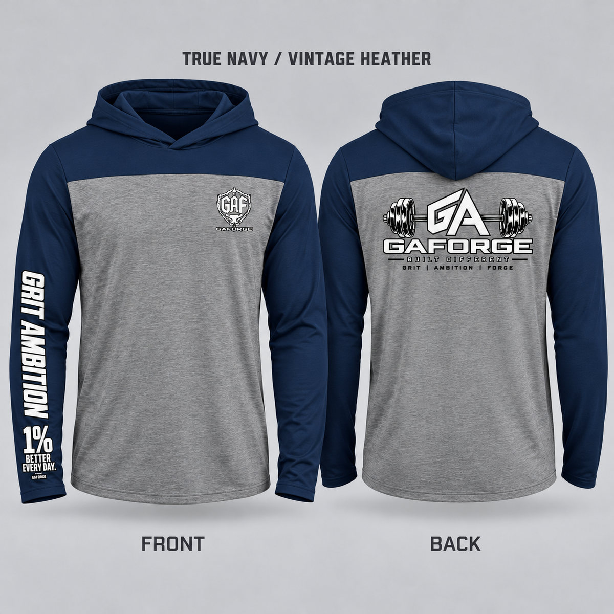 Gym Logo Hoodie — 'GAForge' Barbell Chest & Back Print