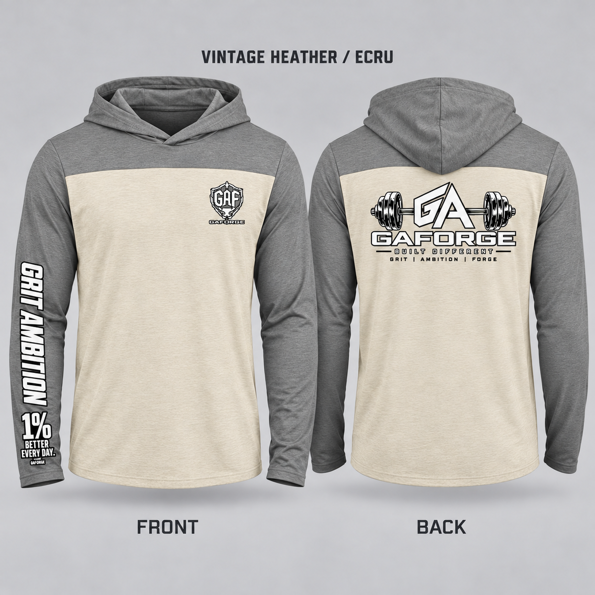 Gym Logo Hoodie — 'GAForge' Barbell Chest & Back Print