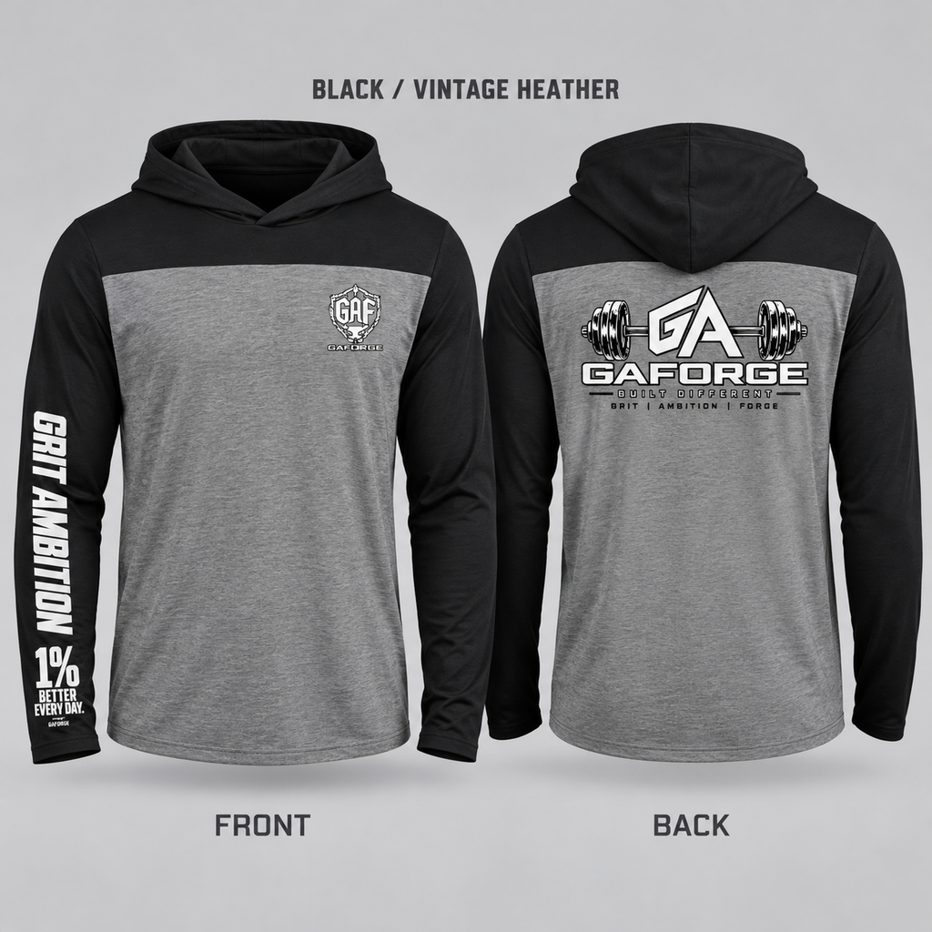 Gym Logo Hoodie — 'GAForge' Barbell Chest & Back Print