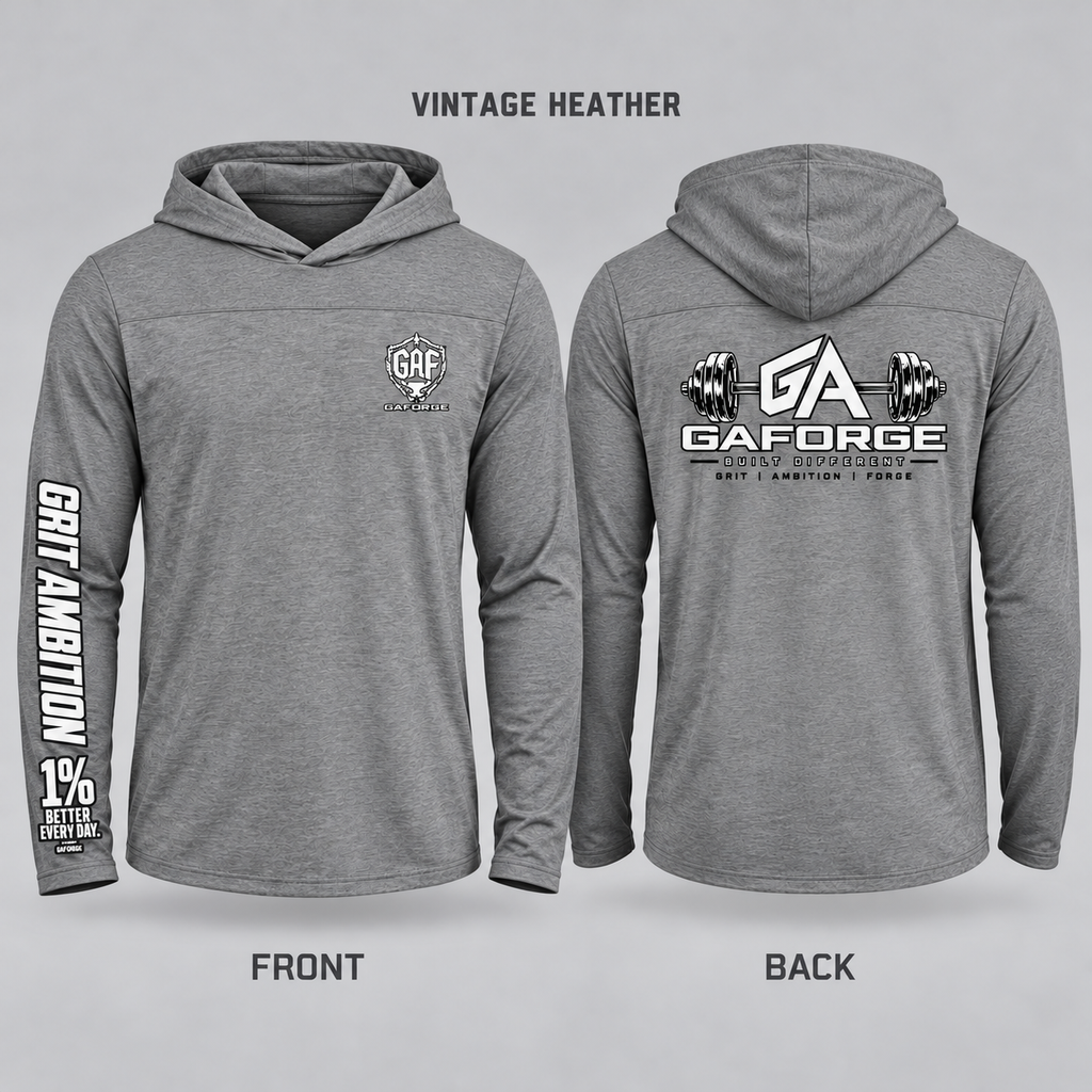 Gym Logo Hoodie — 'GAForge' Barbell Chest & Back Print