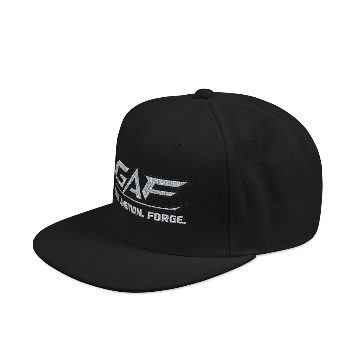 Black Snapback Cap with Embroidered GAF Logo – GAFORGE